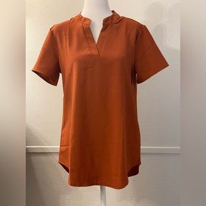 NWOT Burnt Orange V-Neck Blouse